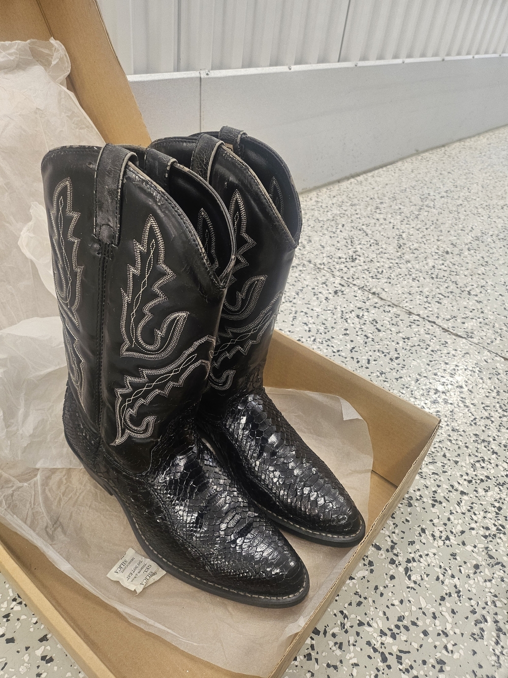 Guide Gear Tommy Black Python Snake Western Cowboy 9.5 Men's